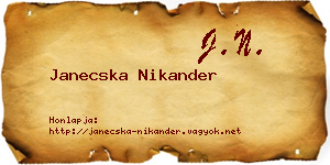 Janecska Nikander névjegykártya
